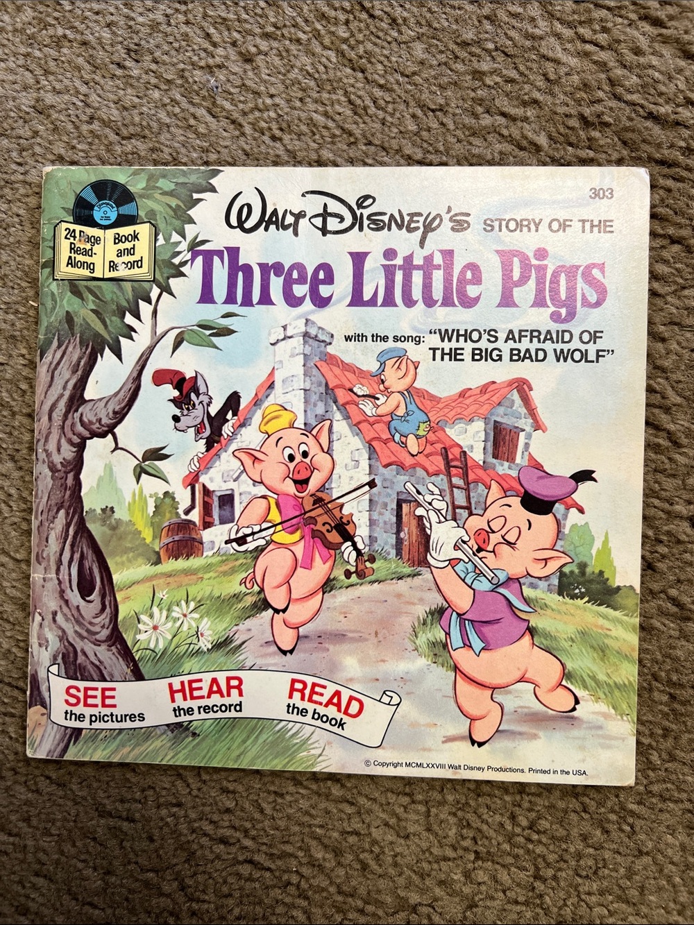 Disney Three Little Pigs Kids Storybook only Read a long vintage tale children